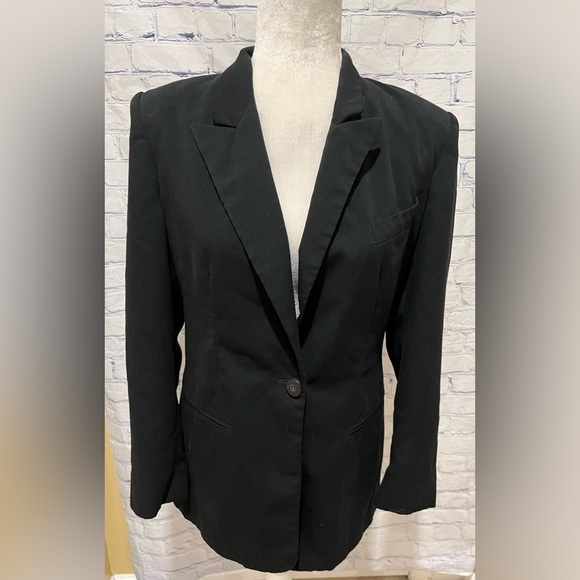 Express 90's Vintage Black Blazer Jacket Size 7/8 Women's One Button - Picture 1 of 10